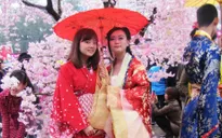 Giới trẻ thích thú cosplay dưới mưa