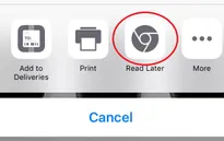 Google Chrome cập nhật tính năng “đọc lại sau” trên iOS