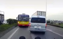 Tước bằng lái 2 tháng với tài xế xe bus đi ngược chiều trên QL18