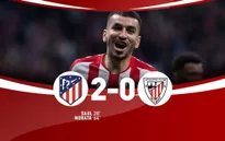 Atletico Madrid 2-0 Athletic Bilbao: Tạm chiếm vị trí nhì bảng!