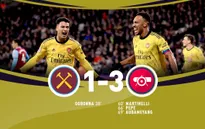 West Ham 1-3 Arsenal: 10 phút bùng nổ, ngược dòng ngoạn mục!
