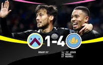 Burnley 1-4 Man City: Tạm chiếm vị trí nhì bảng