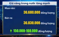 Giá vàng trong nước tăng mạnh