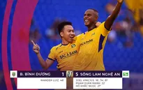 Becamex Bình Dương 1-5 Sông Lam Nghệ An: Vinicius lập hat-trick, SLNA thắng đậm B.Bình Dương