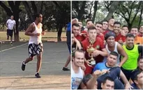 Ronaldinho trổ tài chơi bóng trong tù, giành phần thưởng là 1 chú lợn