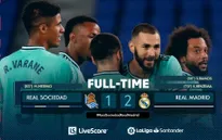 Sociedad 1-2 Real Madrid: Thắng nghẹt thở, Real đòi ngôi đầu từ tay Barcelona