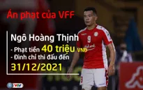 CHÍNH THỨC: Hoàng Thịnh bị phạt 40 triệu đồng và nghỉ thi đấu đến hết 31/12/2021