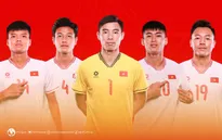 Thủ thành Quan Văn Chuẩn đeo băng thủ quân đội tuyển U23 Việt Nam tại VCK U23 châu Á 2024