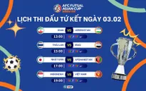 Lịch thi đấu và trực tiếp tứ kết futsal châu Á hôm nay 3/2: Tâm điểm ĐT Việt Nam vs ĐT Indonesia

