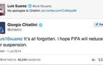 Giorgio Chiellini chính thức tha thứ cho Luis Suarez