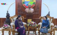 Đồng chí Tòng Thị Phóng hội kiến Tổng Bí thư, Chủ tịch nước, Chủ tịch Quốc hội Lào