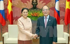 Chủ tịch Quốc hội Nguyễn Sinh Hùng tiếp Chủ tịch Quốc hội Lào