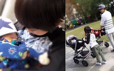 Con trai Lâm Chí Dĩnh thích thú khi được chăm em