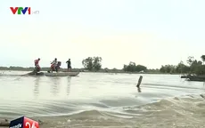Lũ về Đồng Tháp: Vỡ đê, người dân phải di chuyển bằng đò