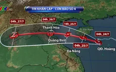 Tâm bão số 4 ở vùng biển phía Nam đảo Hải Nam (Trung Quốc)