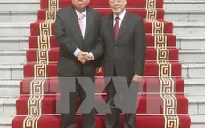 Lãnh đạo nước ta gửi hoa và điện mừng tới Tổng Bí thư, Chủ tịch nước Lào Bounnhang Volachith