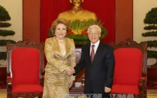 Tổng Bí thư tiếp Chủ tịch Hội đồng Liên bang Nga