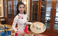 Loan Vương diện áo dài, nón lá thi thuyết trình tại Hoa hậu Quý bà 2018