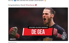 David De Gea của Man Utd nhận giải "Găng tay vàng"