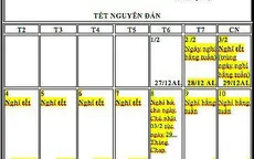 Đề xuất lịch nghỉ Tết Âm lịch 2019