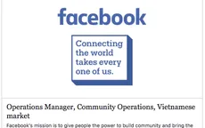Facebook tuyển nhân sự cho thị trường Việt Nam