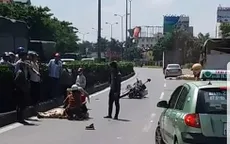 Xe tải tông vào xe CSGT, một chiến sĩ bị thương nặng