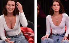 Bella Hadid khoe ngực đầy khi đi xem bóng rổ