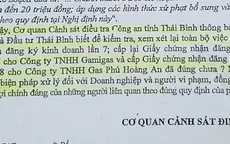 Sở Kế hoạch Đầu tư Thái Bình: Có sai phạm trong việc cấp lại đăng ký kinh doanh tại Công ty TNHH Gami Gas