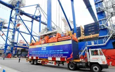 Đón chuyến tàu container đầu tiên cập Cảng container quốc tế Tân Cảng Hải Phòng