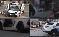 "Siêu bò" Lamborghini Aventador nát bét sau khi tông vào xe cảnh sát