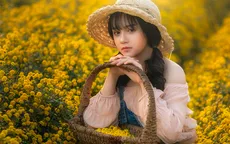 Nàng thơ tuổi teen khoe sắc giữa vườn hoa cúc vàng