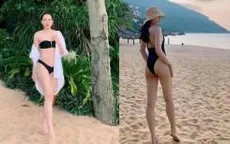 “Gái hai con” Phạm Ngọc Thạch diện bikini khoe vóc dáng gợi cảm trên biển
