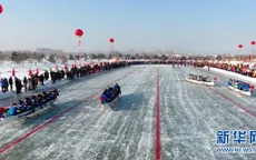 Thú vị và mới lạ cuộc thi đua thuyền trên băng