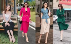 Ngắm các nữ BTV, MC diện váy dài xếp ly "bất chấp" mọi thời tiết