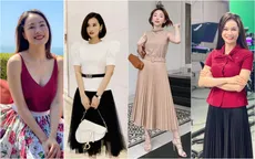 Dàn nữ MC, diễn viên, ca sĩ mặc chân váy dài xếp ly đẹp như thế nào?