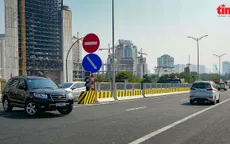 Lái xe "biển xanh" cố tình quay đầu tại nút giao Cầu Thăng Long - vành đai 3