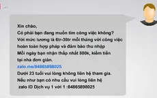 Tìm việc cuối năm: Cảnh giác với tin nhắn ''việc nhẹ, lương cao''