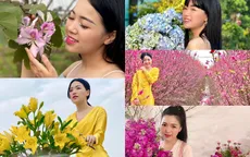 Ngắm hình ảnh BTV Đồng Thu dịu dàng bên hoa