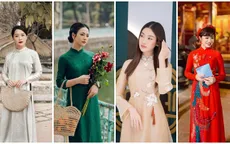 Gợi ý áo dài chơi Tết từ sao Việt