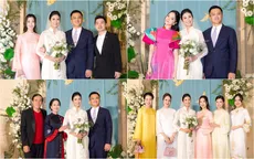 Sao Việt đồng loạt diện áo dài dự đám cưới Hoa hậu Ngọc Hân