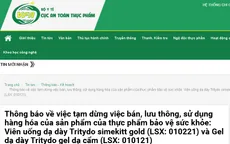 Tạm dừng việc bán, lưu thông, sử dụng 5 sản phẩm thực phẩm bảo vệ sức khỏe
