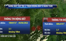 Hai trận động đất liên tiếp ở Kon Tum