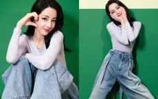 Địch Lệ Nhiệt Ba khoe bụng phẳng khi phát trực tiếp