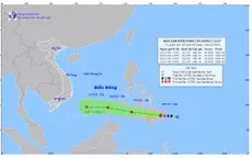 Sức gió mạnh nhất vùng gần tâm bão JELAWAT mạnh cấp 8, giật cấp 10