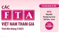 Các FTA Việt Nam tham gia tính đến tháng 7/2023