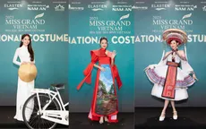Dàn người đẹp nền nã với trang phục truyền thống trên thảm đỏ Miss Grand Vietnam 2023