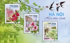 Hoa đào, hoa ban xuất hiện trong bộ tem đầu tiên chủ đề "Hà Nội 12 mùa hoa"