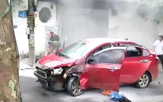 Điều tra vụ đốt xe ô tô sau va chạm giao thông tại Thanh Trì (Hà Nội)