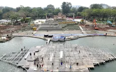 Thi công sân khấu nổi đảm bảo tiến độ cho khai mạc Năm Du lịch quốc gia 2025