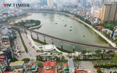 Cận cảnh sân khấu nổi hồ Hoàng Cầu chuẩn bị hoàn thành
